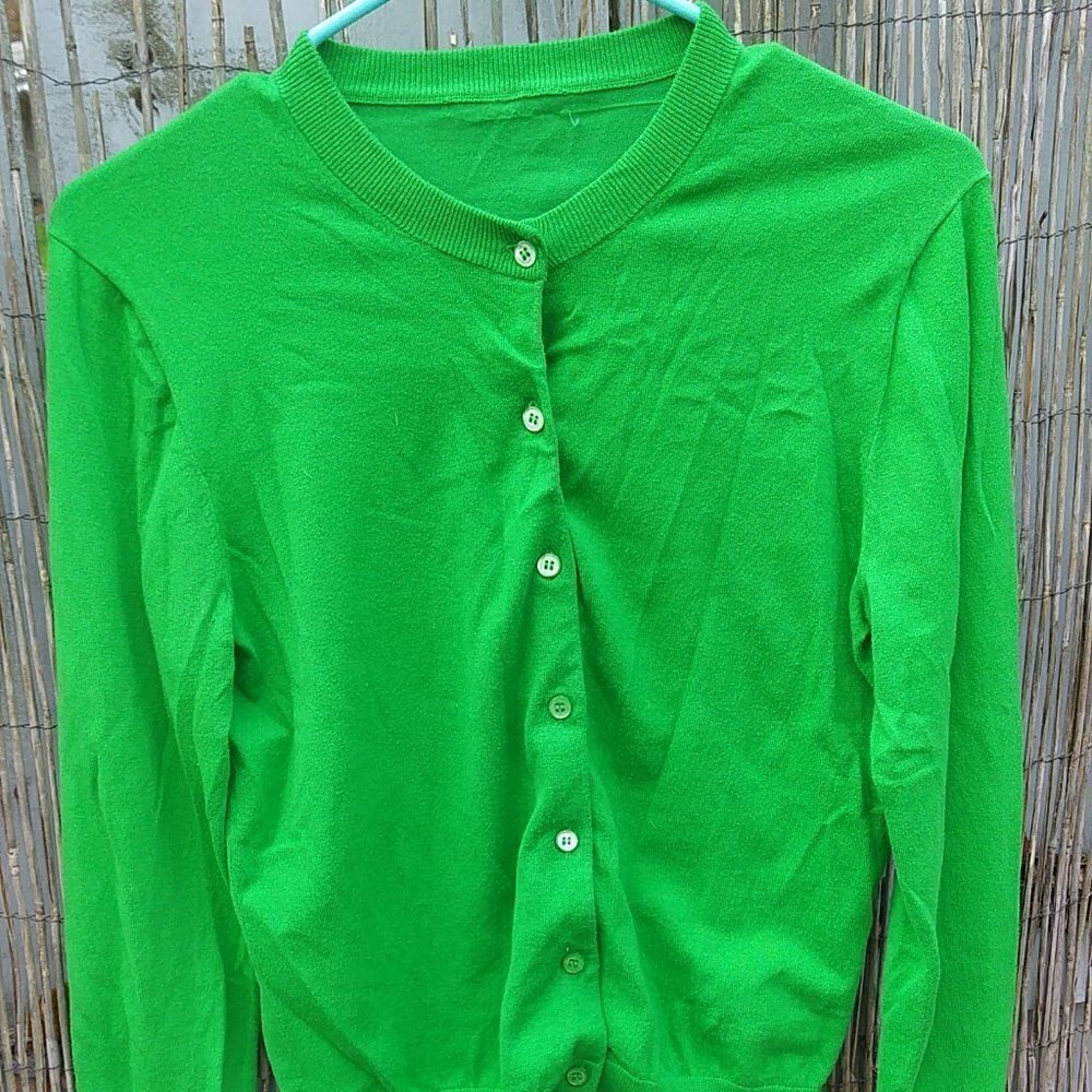 J. Crew UK Button Down Bright Green Women's Sweater - See Measurements